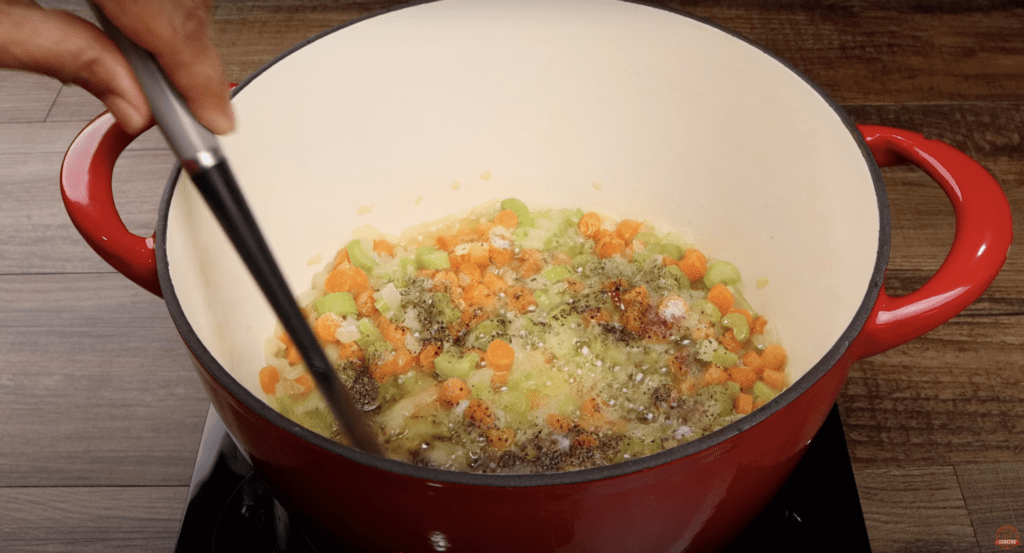 seasoning the vegetables